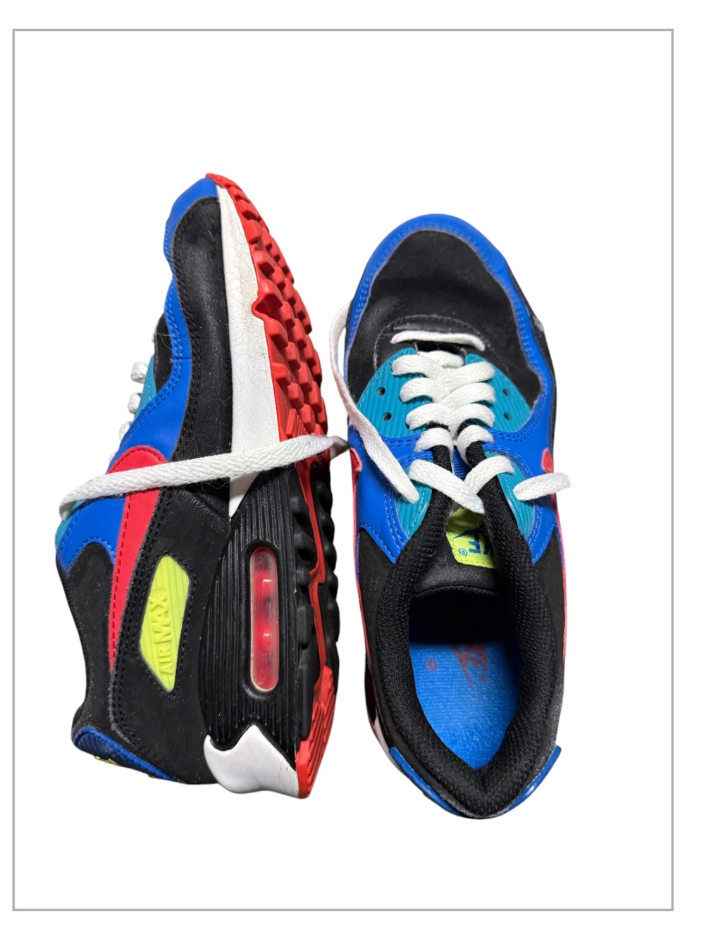 Nike Kids Blue, Black & Teal Sneakers with Pop Pink Accents